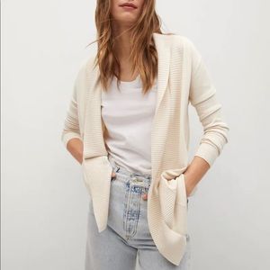 MANGO Beige Cardigan Ribbed Cardigan Vest